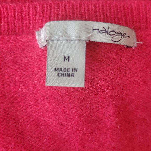 Nordstrom Halogen Size M 2-Ply 100% Cashmere Hot Pink Pullover Sweater - Picture 4 of 11